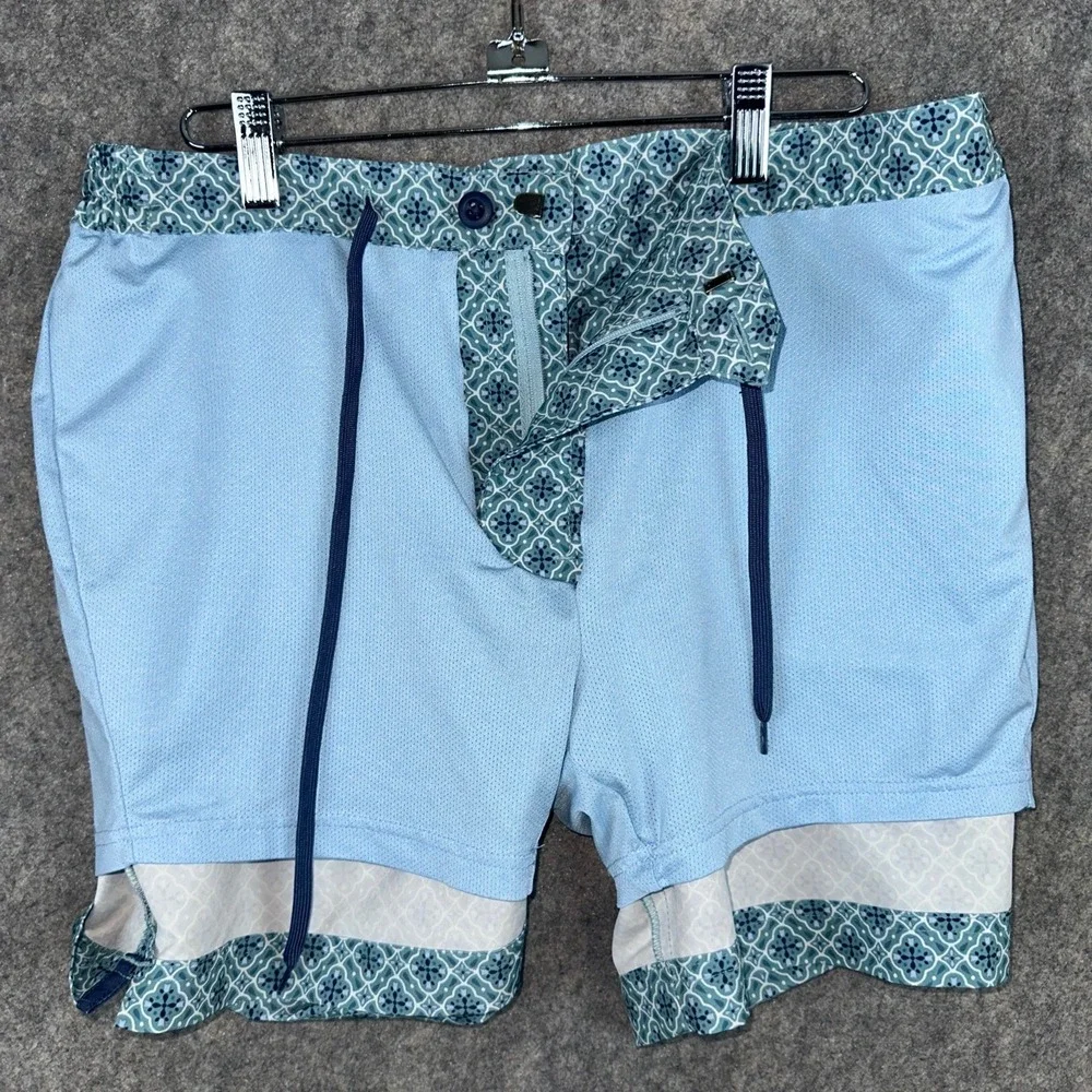 Fair Harbor Swim Trunks Mens M Blue Geometric Tile Print The Anchor 7